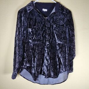 PILCRO Soft Velvet Snake Print Button Down Shirt Top witchy goth layering